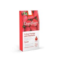 Folhas Prontas Para Depilação Facial Buço Sobrancelha Depilflax Morango 24un - 1