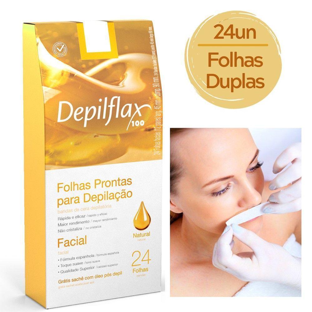 Folhas Prontas Para Depilação Facial Buço Sobrancelha Depilflax Natural 24un - 4