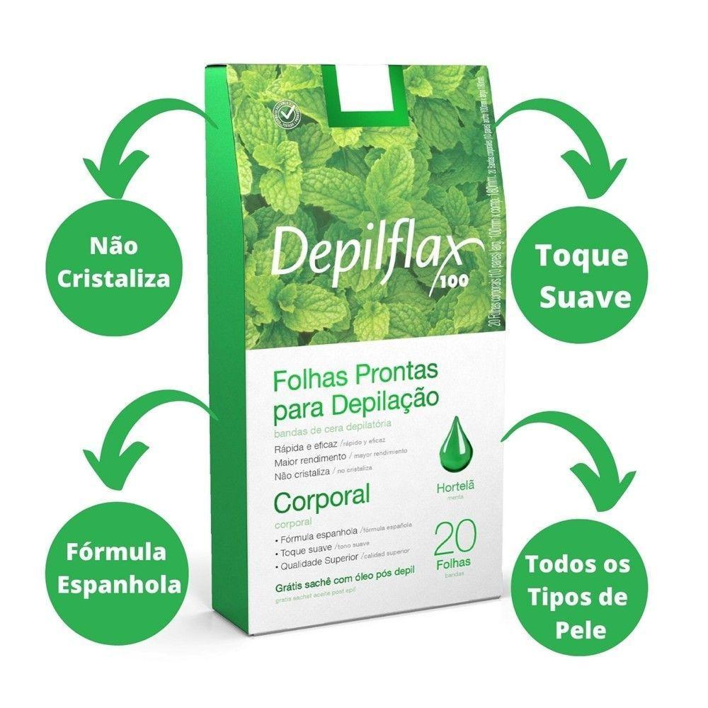 Folhas Prontas Para Depilação Facial Buço Sobrancelha Depilflax Hortelã 24un - 4