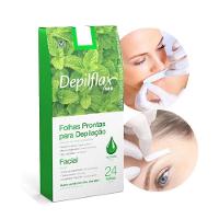 Folhas Prontas Para Depilação Facial Buço Sobrancelha Depilflax Hortelã 24un - 2