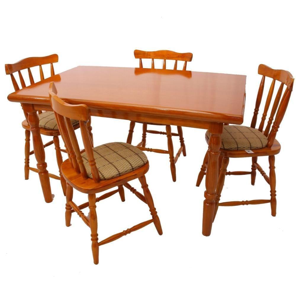 Conjunto Mesa De Jantar 125cm Com 4 Cadeiras Estofadas Multimóveis Cr50084 Mel Mel - 1