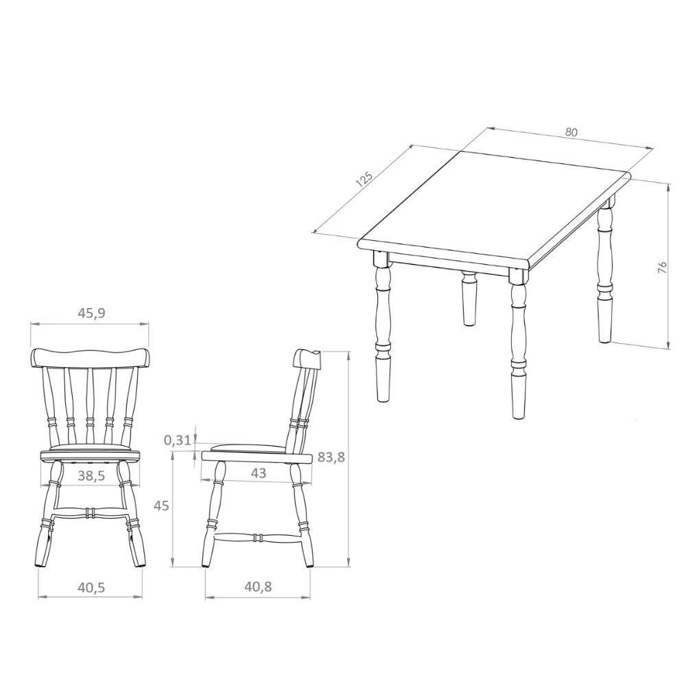 Conjunto Mesa De Jantar 125cm Com 4 Cadeiras Estofadas Multimóveis Cr50084 Mel Mel - 2