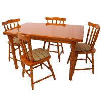 Conjunto Mesa De Jantar 125cm Com 4 Cadeiras Estofadas Multimóveis Cr50084 Mel Mel - 1