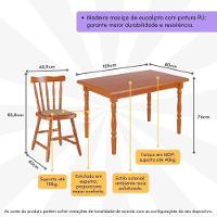 Conjunto Mesa De Jantar 125cm Com 4 Cadeiras Estofadas Multimóveis Cr50084 Mel Mel - 3
