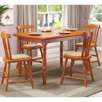 Conjunto Mesa De Jantar 125cm Com 4 Cadeiras Estofadas Multimóveis Cr50084 Mel Mel - 4