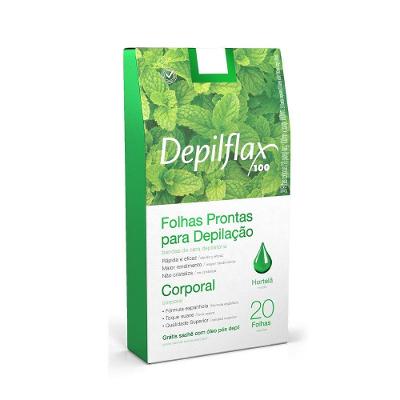 Folhas Prontas Para Depilação Corporal Pernas Depilflax Hortelã 20un