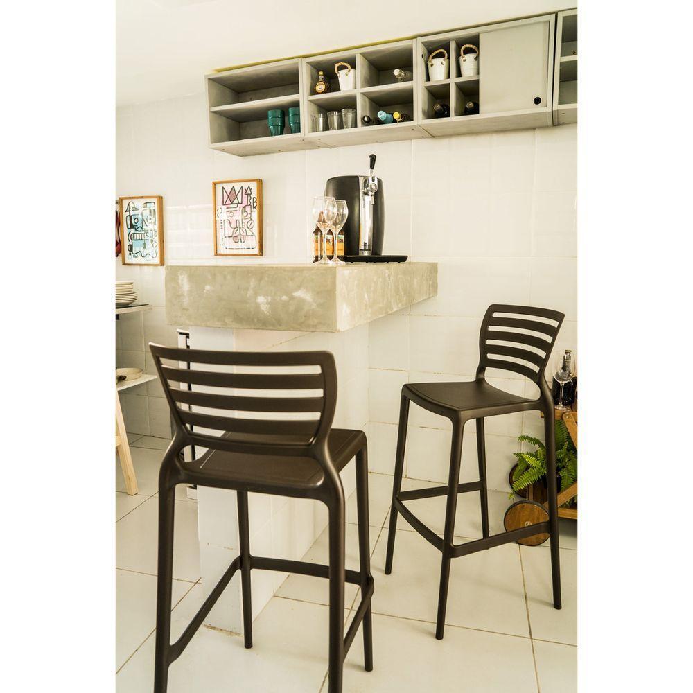 Cadeira Tramontina Sofia Alta Bar Marrom Banqueta - 2