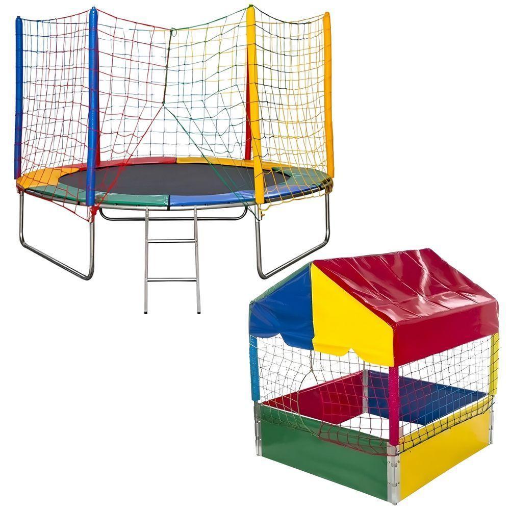 Kit Cama Elástica Pula Pula 2,44m Grande + Piscina De Bolinhas 1,00m Infantil Playground - 1