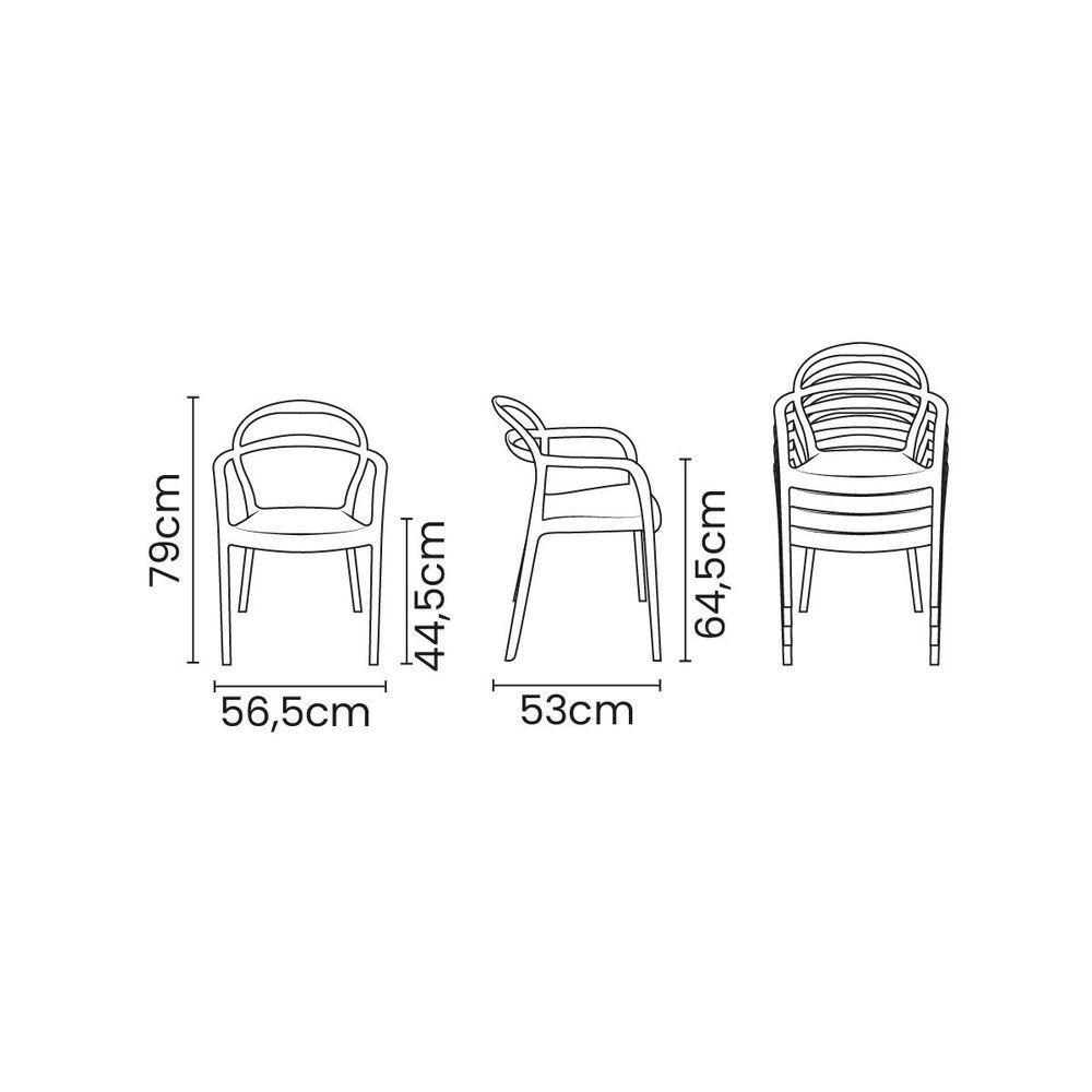 Cadeira Tramontina Sissi E Fibra De Vidro Com Encosto Vazado E Braços Camurça - 2