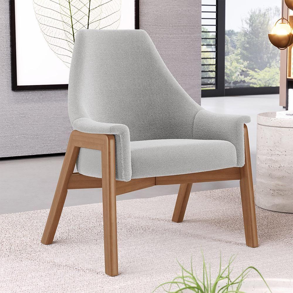 Kit 02 Poltronas Decorativa Sakura L02 Bouclê Cinza - 6