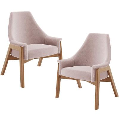 Kit 2 Poltronas Decorativas Sakura L02 Bouclê Rosa Lyam Decor