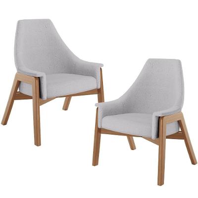 Kit 2 Poltronas Decorativas Sakura L02 Linho Cinza Lyam Decor