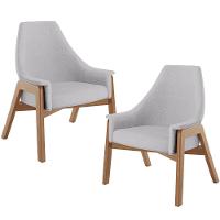 Kit 02 Poltronas Decorativa Sakura L02 Linho Cinza - 1