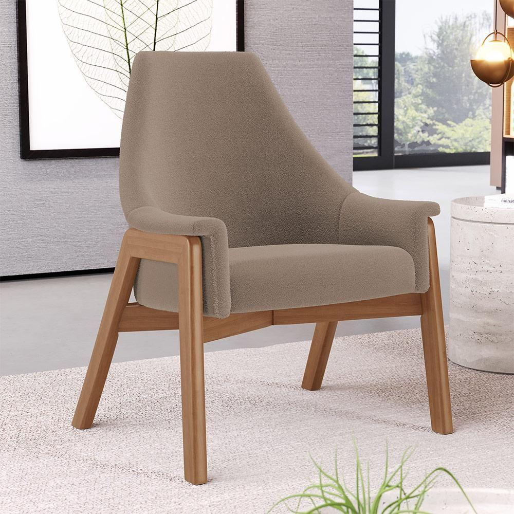 Kit 02 Poltronas Decorativa Sakura L02 Bouclê Bege - 7