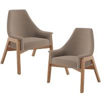 Kit 02 Poltronas Decorativa Sakura L02 Bouclê Bege - 1