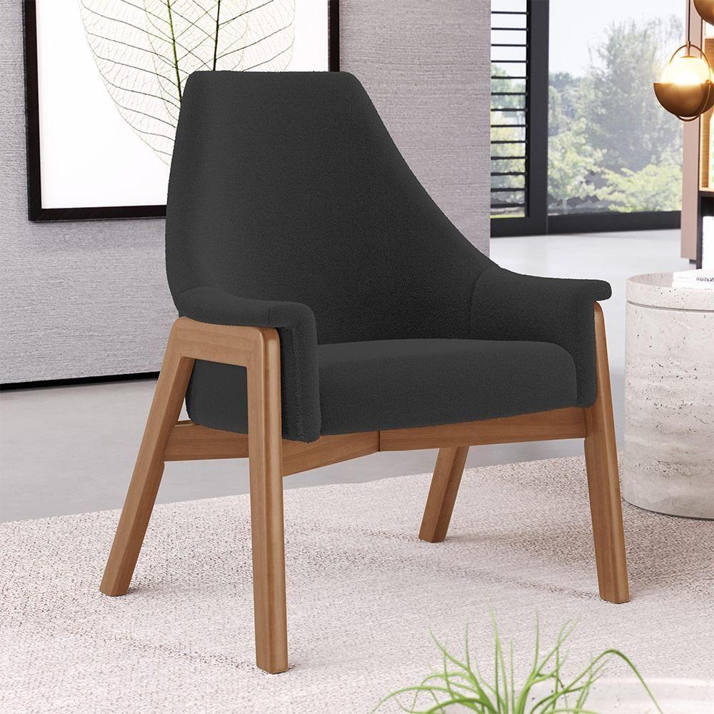 Kit 02 Poltronas Decorativa Sakura L02 Bouclê Preto - 6