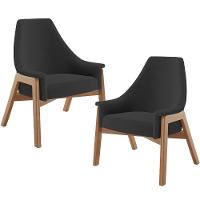 Kit 02 Poltronas Decorativa Sakura L02 Bouclê Preto - 1