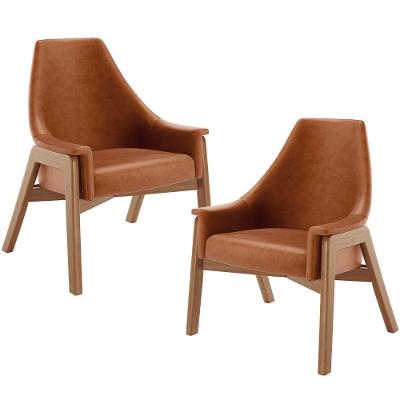 Kit 2 Poltronas Decorativas Sakura L02 Sala De Estar Couríssimo Camel Lyam Decor