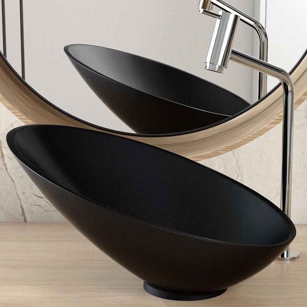 Cuba De Apoio Meia Lua Lavabo C01 Bm38w Preto Matte Fosca - Lyam - 4