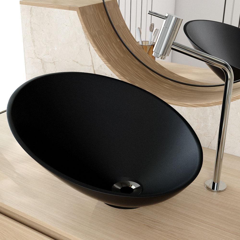 Cuba De Apoio Meia Lua Lavabo C01 Bm38w Preto Matte Fosca - Lyam - 5