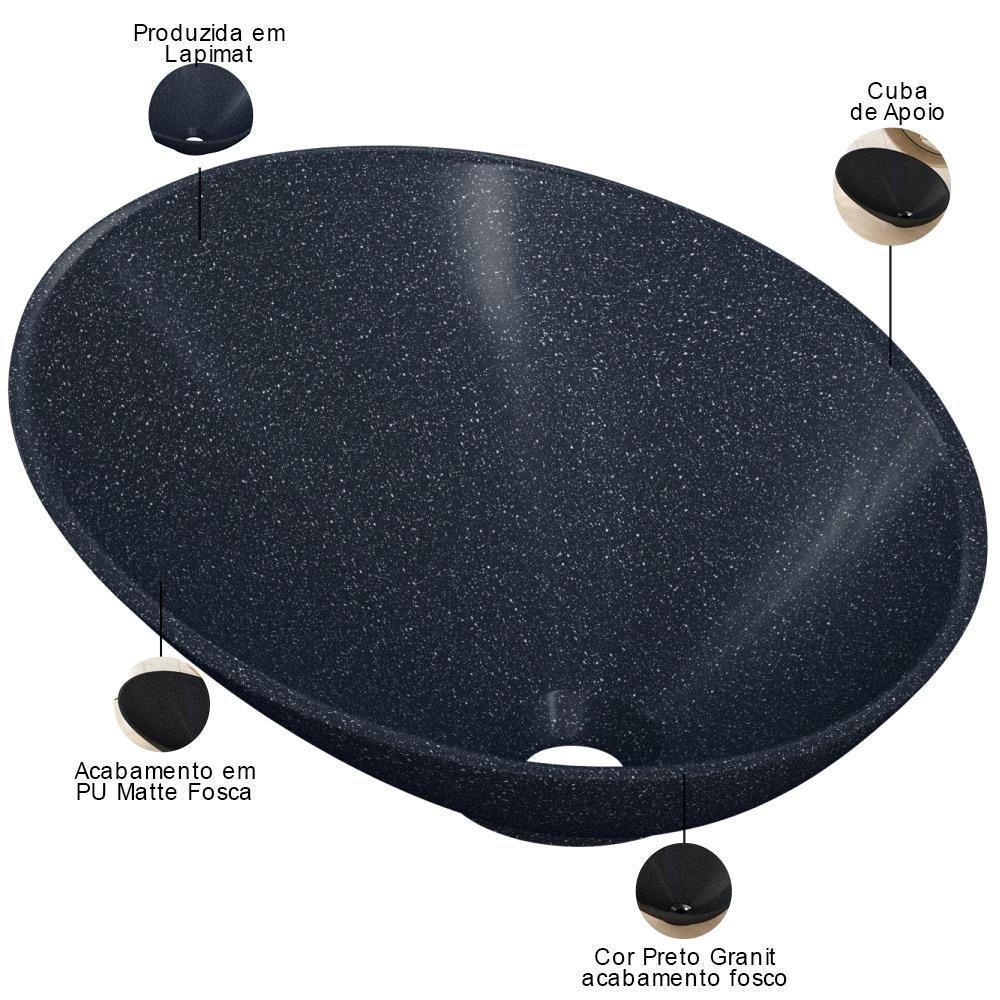 Cuba De Apoio Meia Lua Lavabo C01 Bm38w Preto Granit - Lyam - 3