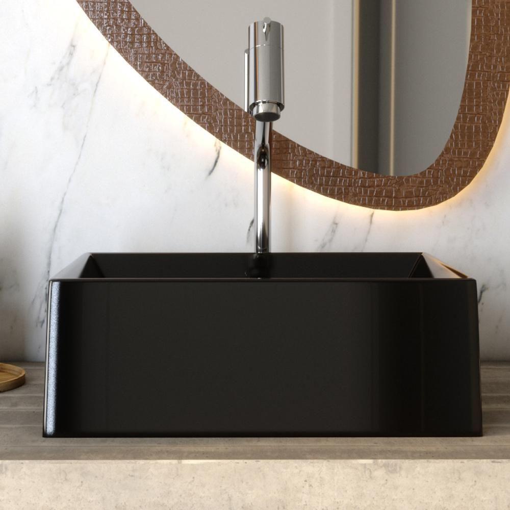 Kit 02 Cubas De Apoio Retangular Lavabo C01 Rt30w Preto - Lyam - 2