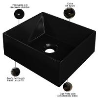 Kit 02 Cubas De Apoio Retangular Lavabo C01 Rt30w Preto - Lyam