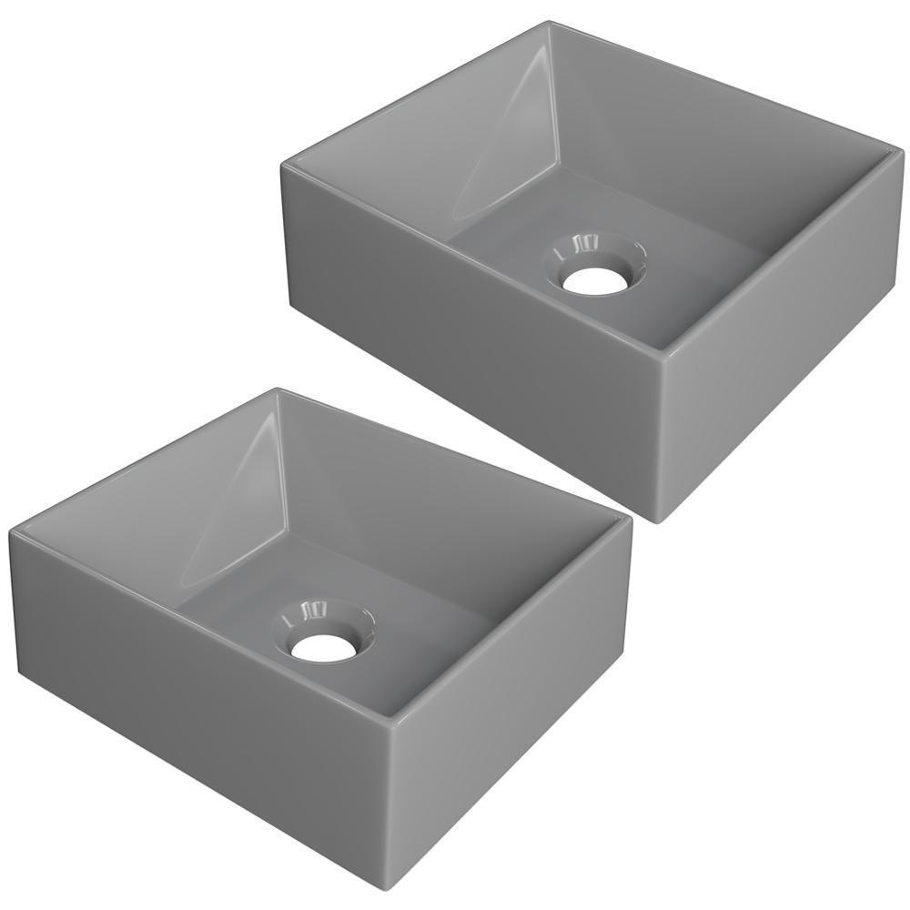 Kit 02 Cubas De Apoio Retangular Lavabo C01 Rt30w Cinza - Lyam - 1