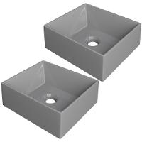 Kit 02 Cubas De Apoio Retangular Lavabo C01 Rt30w Cinza - Lyam - 1