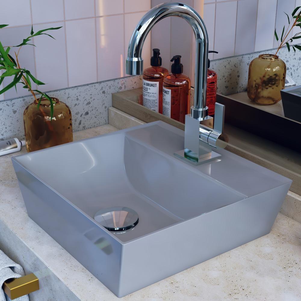 Cuba De Apoio Angular Quadrada Lavabo Volcano C01 Aq33w Cinza - Lyam - 5