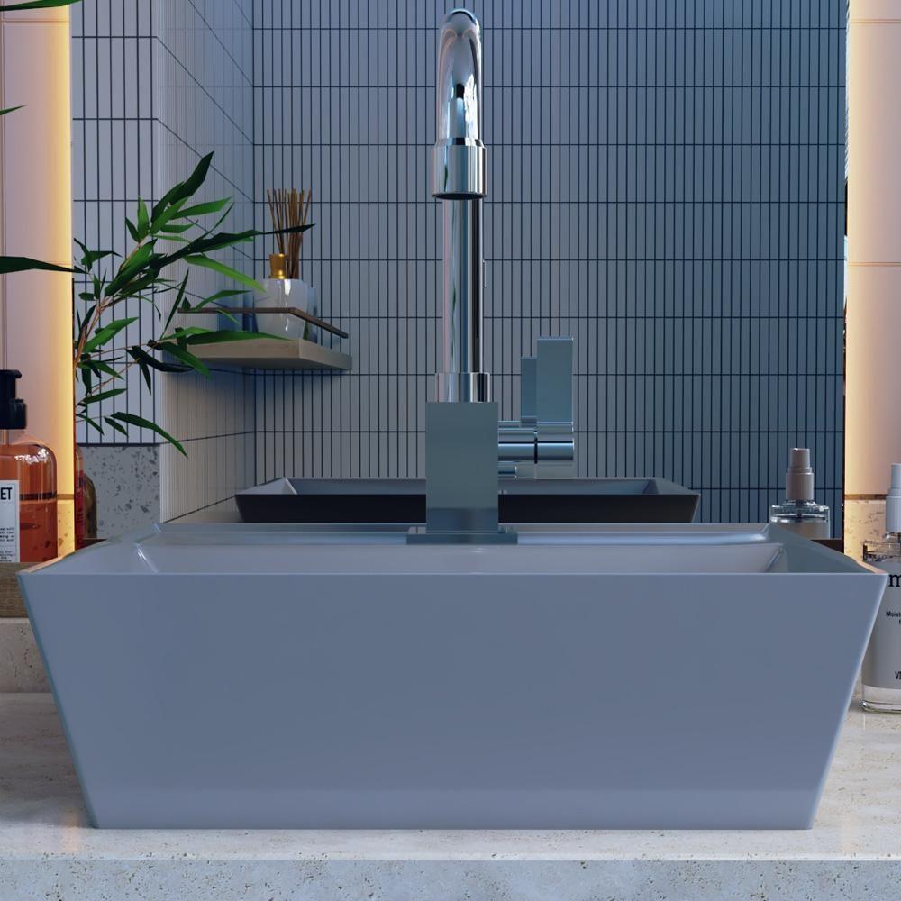 Kit 02 Cubas De Apoio Angular Quadrada Lavabo Volcano C01 Aq33w Cinza - Lyam - 2