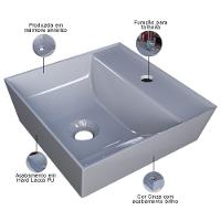 Kit 02 Cubas De Apoio Angular Quadrada Lavabo Volcano C01 Aq33w Cinza - Lyam