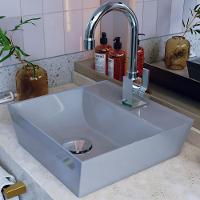 Kit 02 Cubas De Apoio Angular Quadrada Lavabo Volcano C01 Aq33w Cinza - Lyam - 6