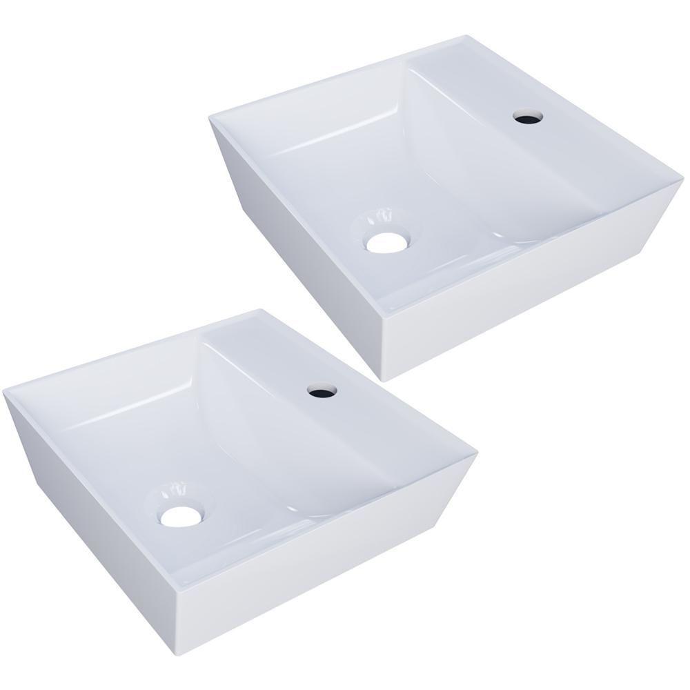 Kit 02 Cubas De Apoio Angular Quadrada Lavabo Volcano C01 Aq33w Branco - Lyam - 1