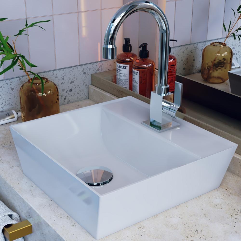 Kit 02 Cubas De Apoio Angular Quadrada Lavabo Volcano C01 Aq33w Branco - Lyam - 2