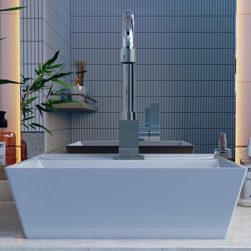 Kit 02 Cubas De Apoio Angular Quadrada Lavabo Volcano C01 Aq33w Branco - Lyam - 3