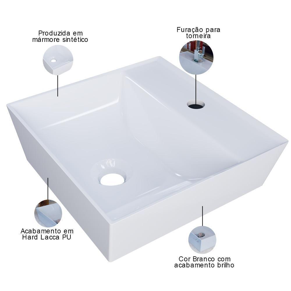 Kit 02 Cubas De Apoio Angular Quadrada Lavabo Volcano C01 Aq33w Branco - Lyam - 5