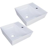 Kit 02 Cubas De Apoio Angular Quadrada Lavabo Volcano C01 Aq33w Branco - Lyam - 1