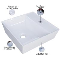 Kit 02 Cubas De Apoio Angular Quadrada Lavabo Volcano C01 Aq33w Branco - Lyam - 5