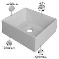 Cuba De Apoio Retangular Lavabo C01 Rt30w Branco - Lyam - 3