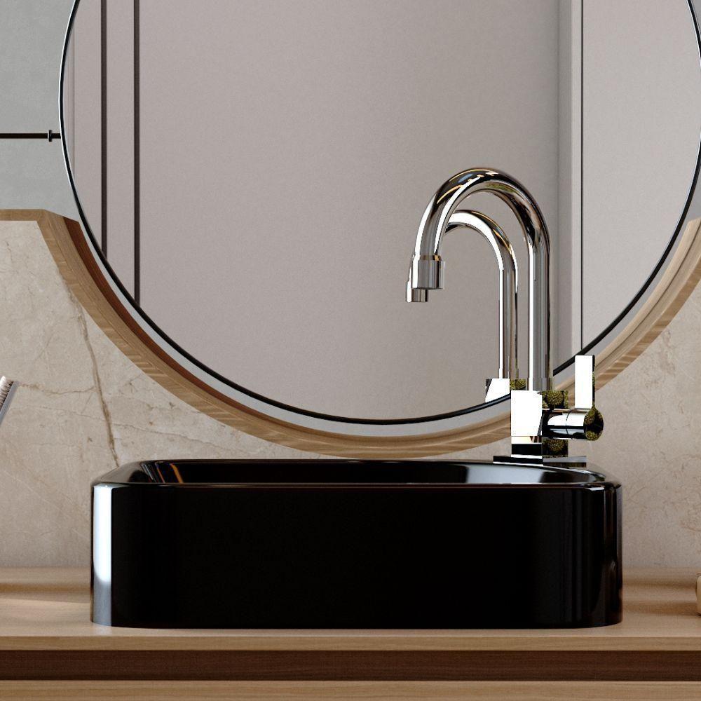 Kit 02 Cubas De Apoio Retangular Lavabo Cross C01 Ro36w Preto - Lyam - 2