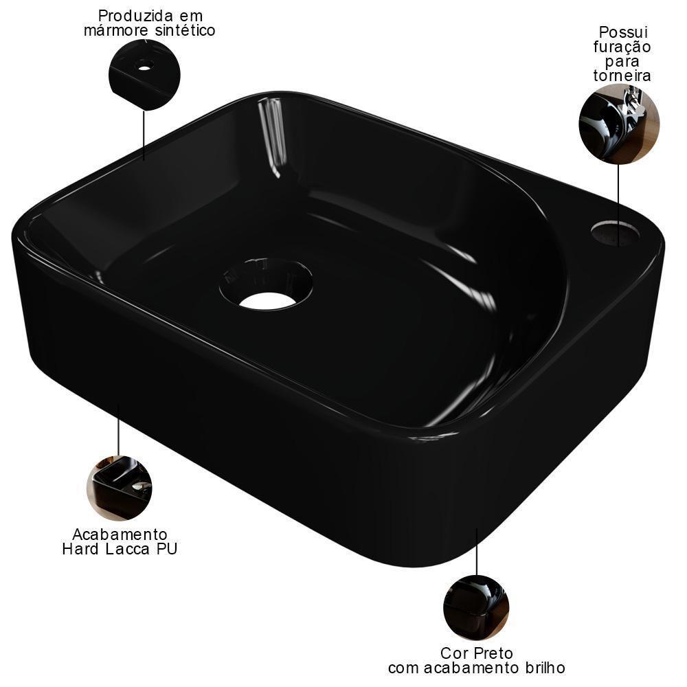 Kit 02 Cubas De Apoio Retangular Lavabo Cross C01 Ro36w Preto - Lyam - 4