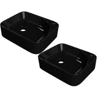 Kit 02 Cubas De Apoio Retangular Lavabo Cross C01 Ro36w Preto - Lyam - 1