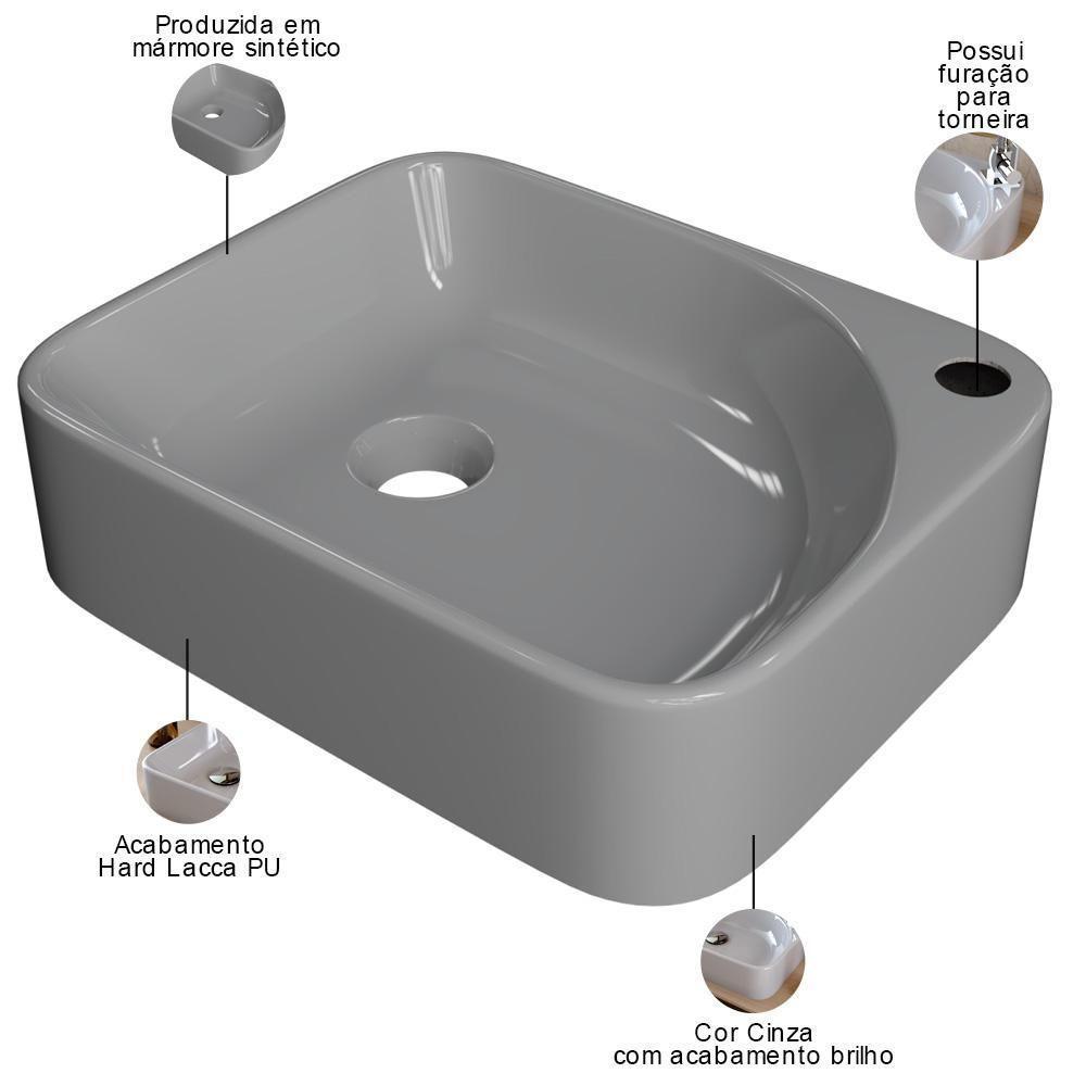 Cuba De Apoio Retangular Lavabo Cross C01 Ro36w Cinza - Lyam - 3