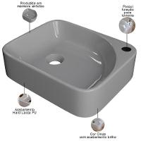 Cuba De Apoio Retangular Lavabo Cross C01 Ro36w Cinza - Lyam - 3