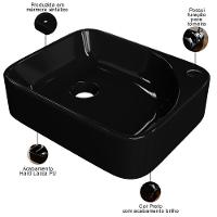 Cuba De Apoio Retangular Lavabo Cross C01 Ro36w Preto - Lyam - 3