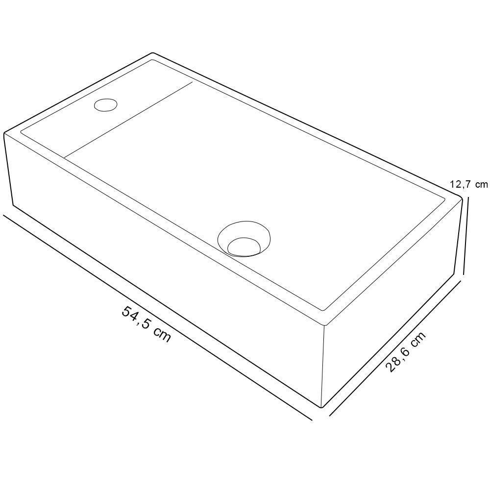 Cuba De Apoio Retangular Lavabo Roma C01 Rl545w Preto - Lyam - 2