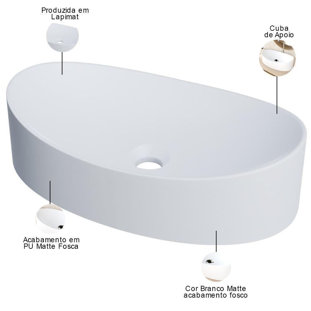 Kit 02 Cubas De Apoio Canoa Lavabo C01 Bc47w Branco Matte Fosca - Lyam - 4