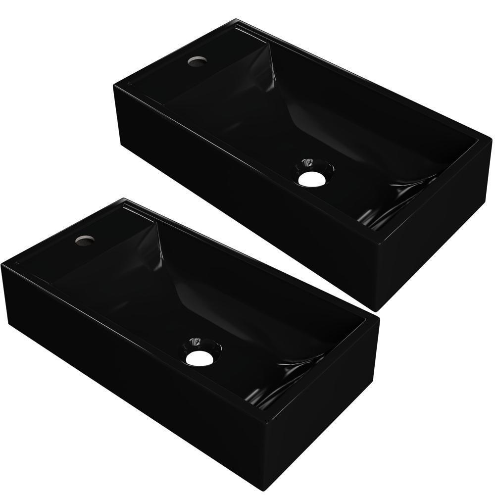 Kit 02 Cubas De Apoio Retangular Lavabo Roma C01 Rl545w Preto - Lyam - 1