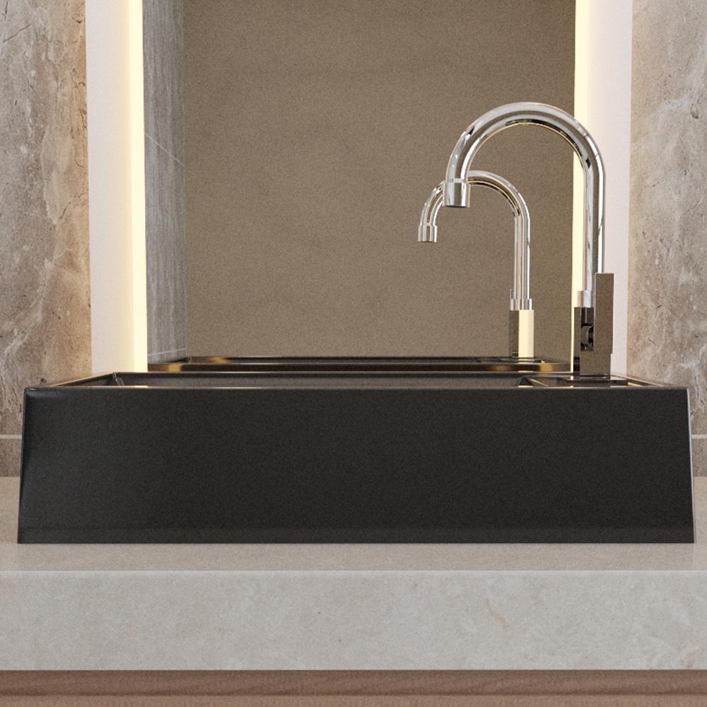 Kit 02 Cubas De Apoio Retangular Lavabo Roma C01 Rl545w Preto - Lyam - 2